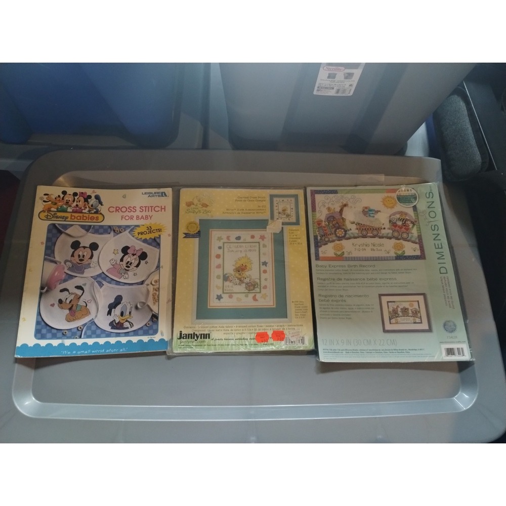 NEW Baby Themed Cross Stitch Kits (2) and Pattern Book